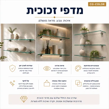 מדפי זכוכית במבחר גוונים ושימושים